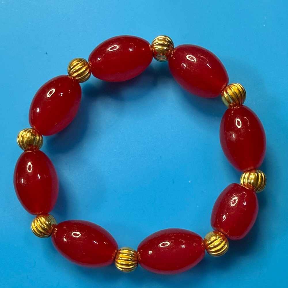 Radiant Red and Gold Beaded Bracelet